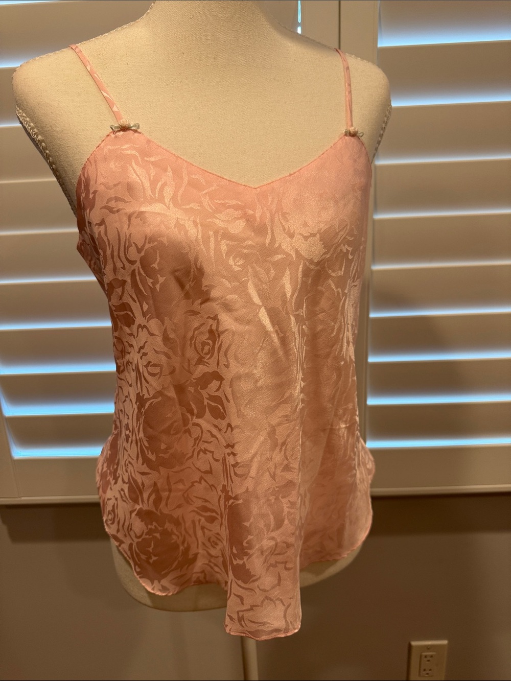 Delicate Pink Floral Jacquard Camisole
